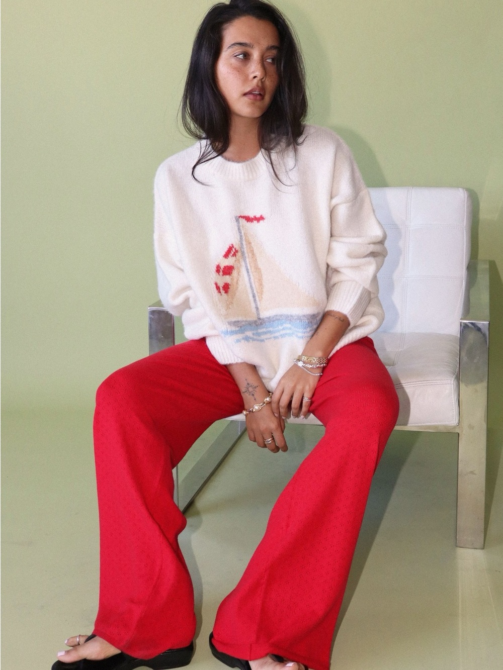 ⛵️Bailey Rose Cream Sailboat Sweater - Picture 2 of 3